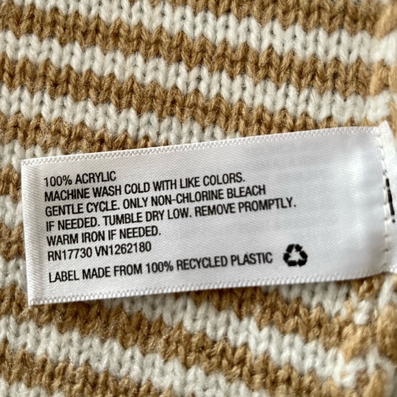 Merona Tan & White Striped Cardigan, Large. - Picture 5 of 6